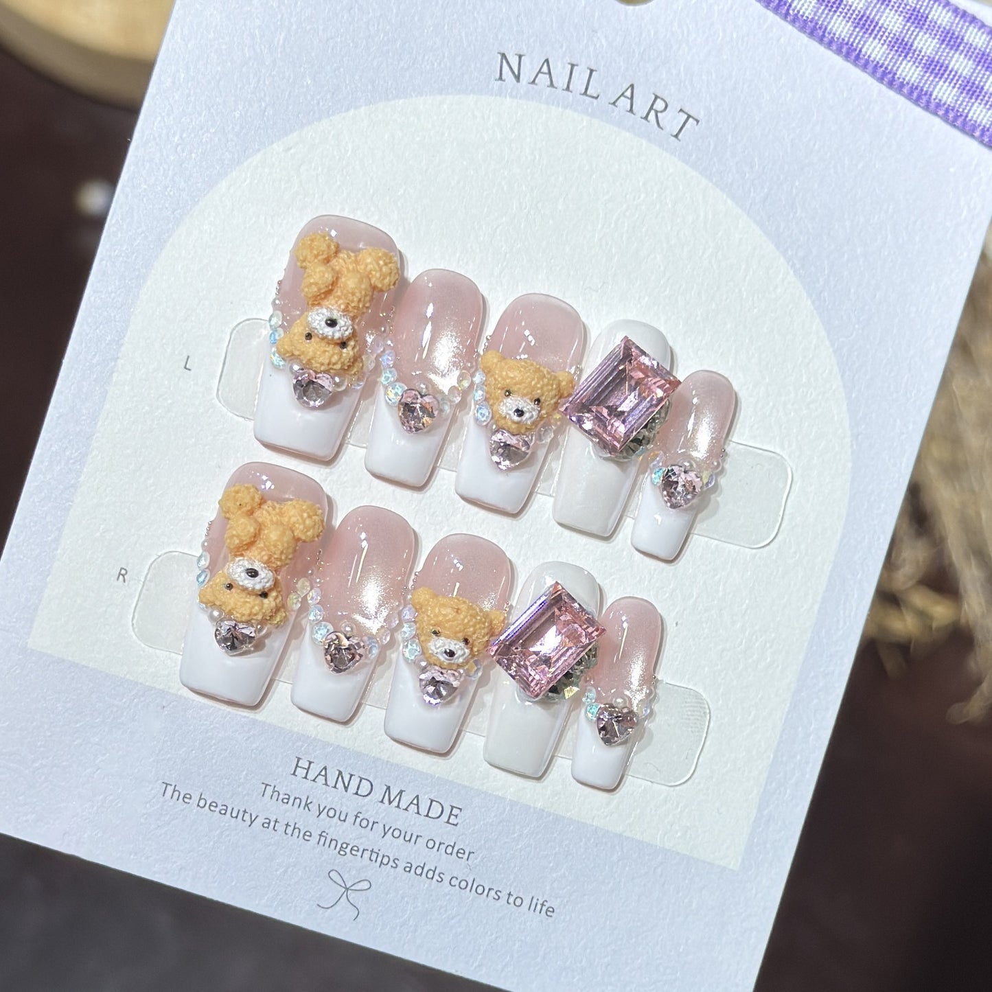 Niedliches von Tieren inspiriertes Press-On Nagelkunst-Set Brehn