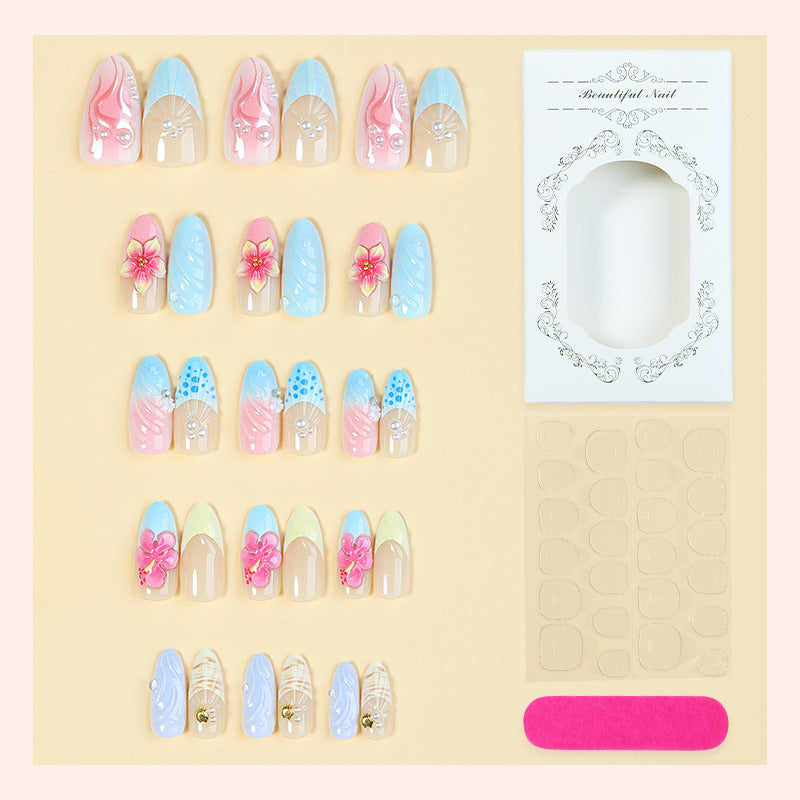 Dekoratives Press-On Nagelkunst Set mit Premium Blumendesigns Brehn