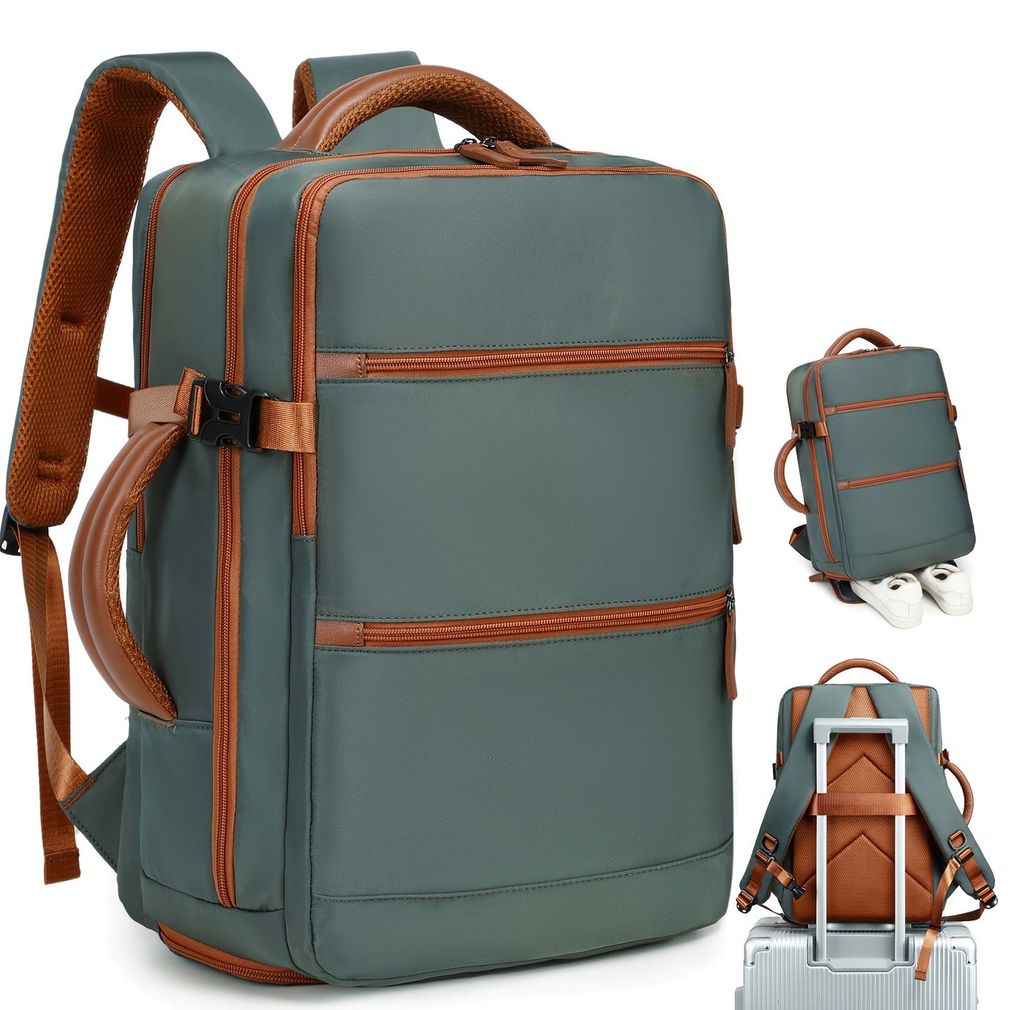 Unisex multifunktionaler Business-Rucksack mit gepolstertem Laptop-Fach und abnehmbarem Tragegriff Brehn