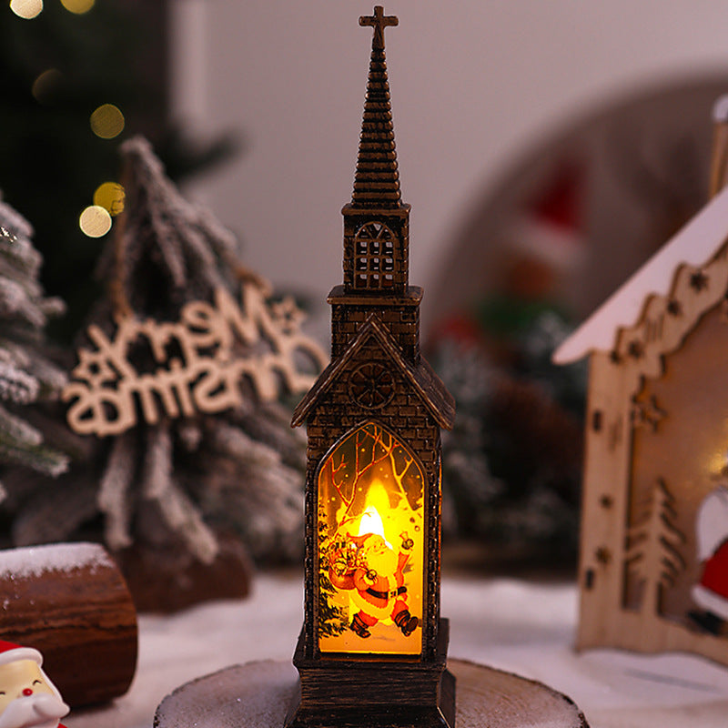 Nostalgische Weihnachtslaterne mit beweglichem Santa-Motiv Brehn