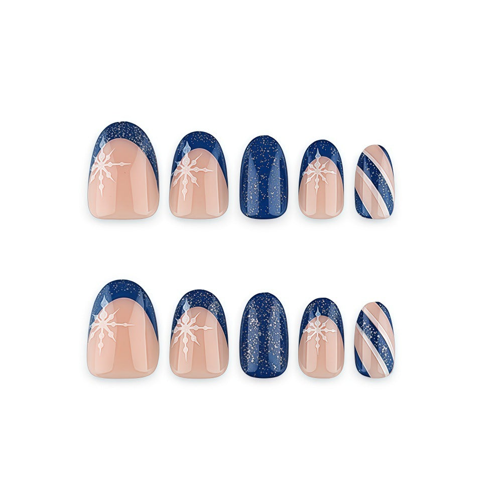 Kunstnägel mit Glitzerndem Blau und Floralem Design Brehn