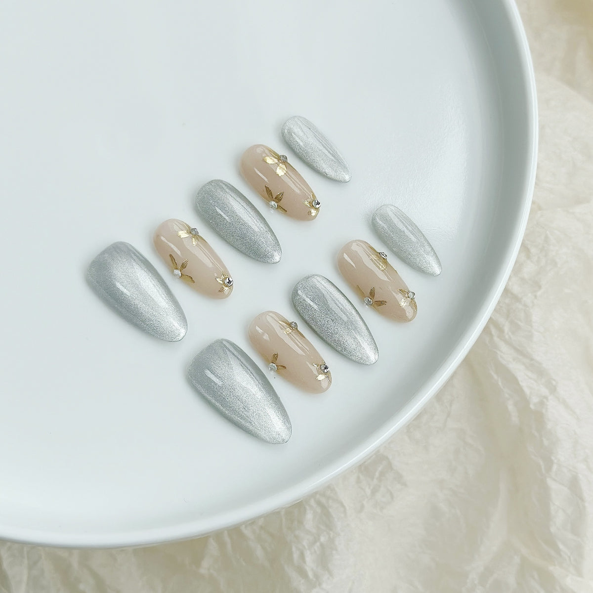 Dekorativer Glamour Press-On Nagelset