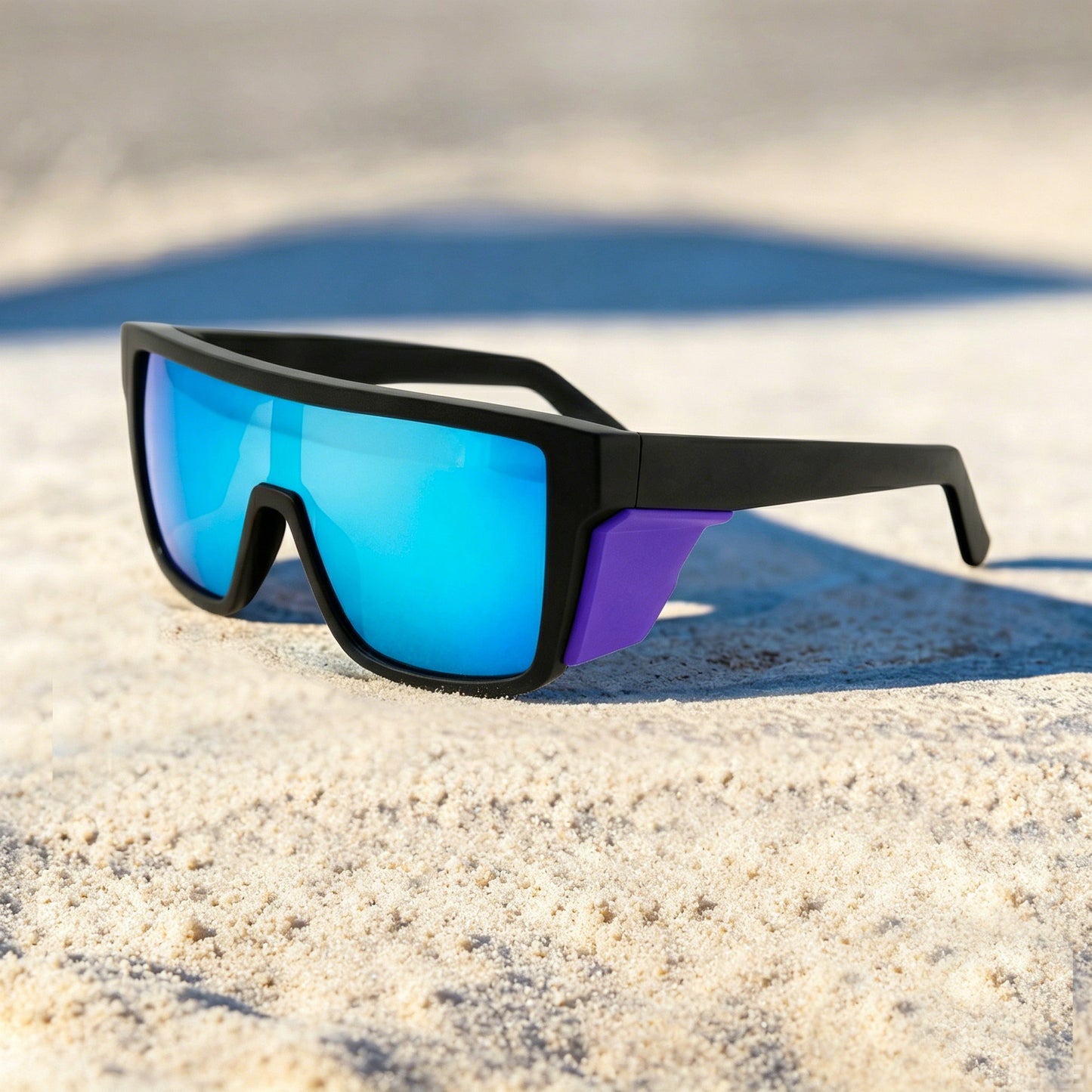 Damen Sportsonnenbrille im modernen Design mit breitem Rahmen und polarisierenden Gläsern Brehn