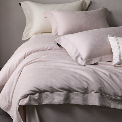Baumwollmischung Jacquard Bettbezug Set mit Euro Kissenbezügen & dekorativem Lendenkissen