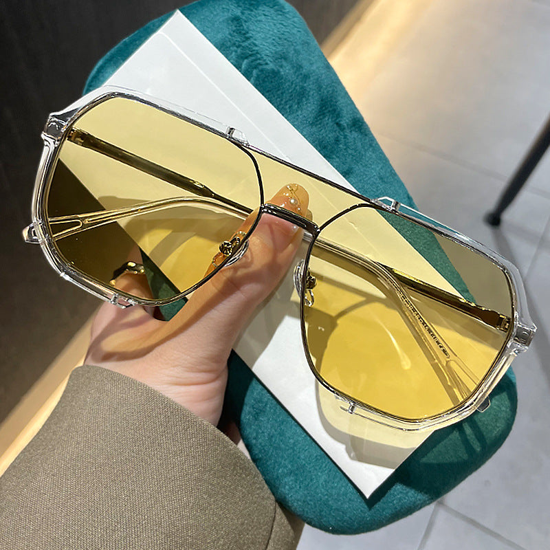 Damen geometrische Sonnenbrille mit besonderem Rahmen und UV-Schutz Brehn