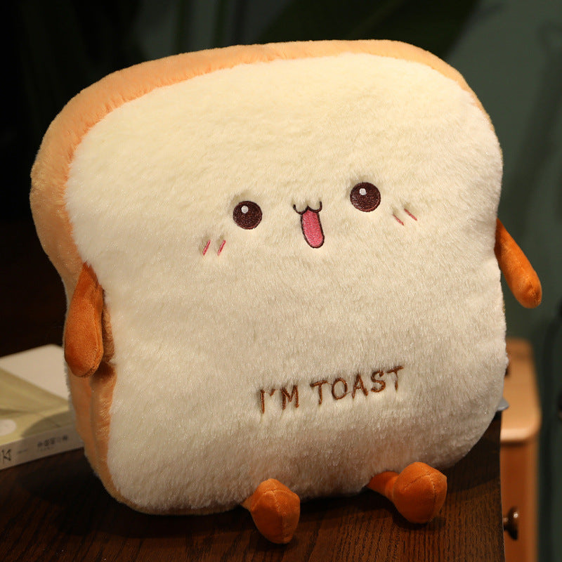 Kuschelplüsch-Kissen in Toastform mit Stickerei und weicher Füllung