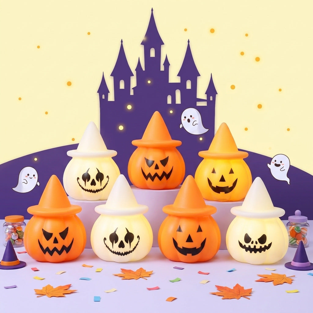 Halloween LED Kürbis-Stimmungslicht mit Hexenhut