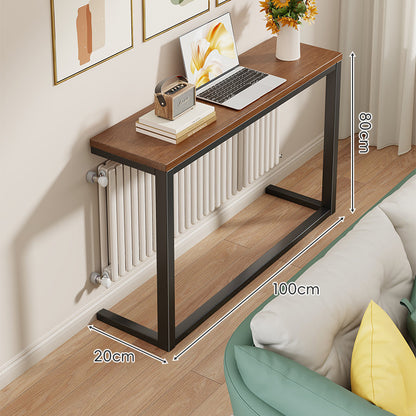 Schlanke Metallkonsole mit Holzoberfläche für Sofa-Rücken und Flur