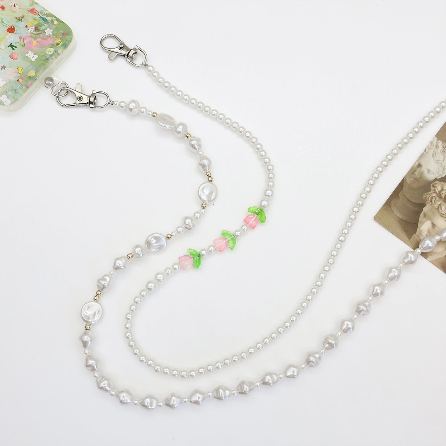 Perlen-Brillen-Kette mit stylischem Karomuster Brehn
