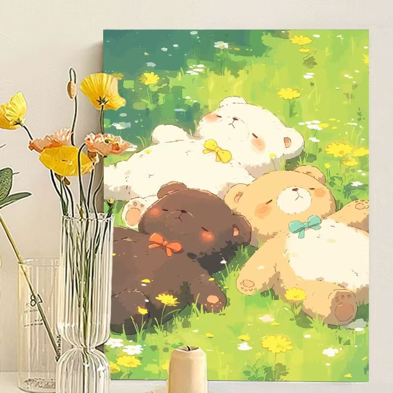 Niedliches Bären-Themen-Kunst-Leinwanddruck Brehn