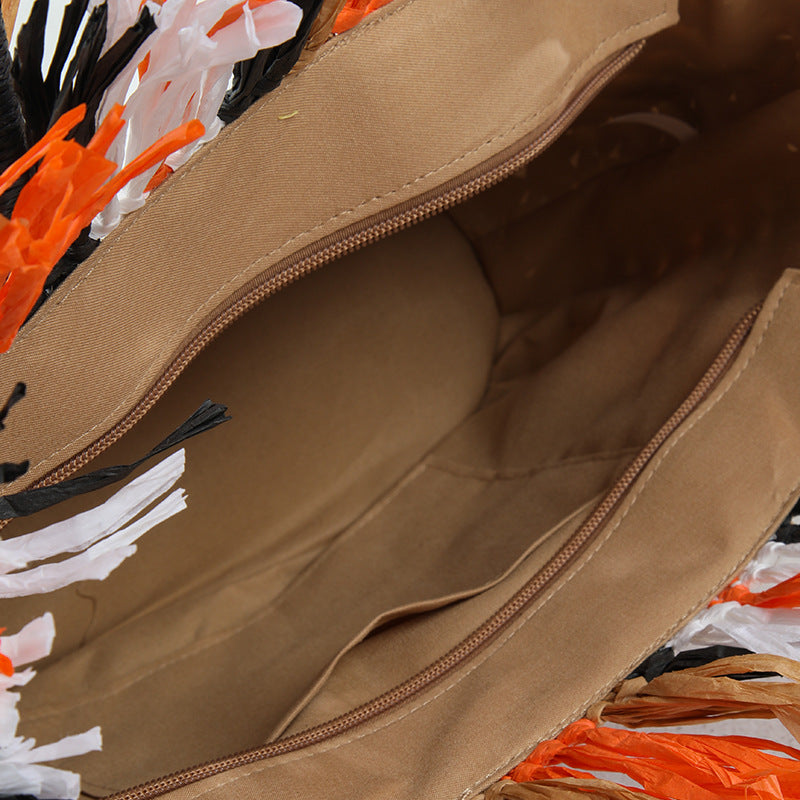 Damen Stilvolle, handgeknüpfte Strandtasche mit fransigem Design Brehn