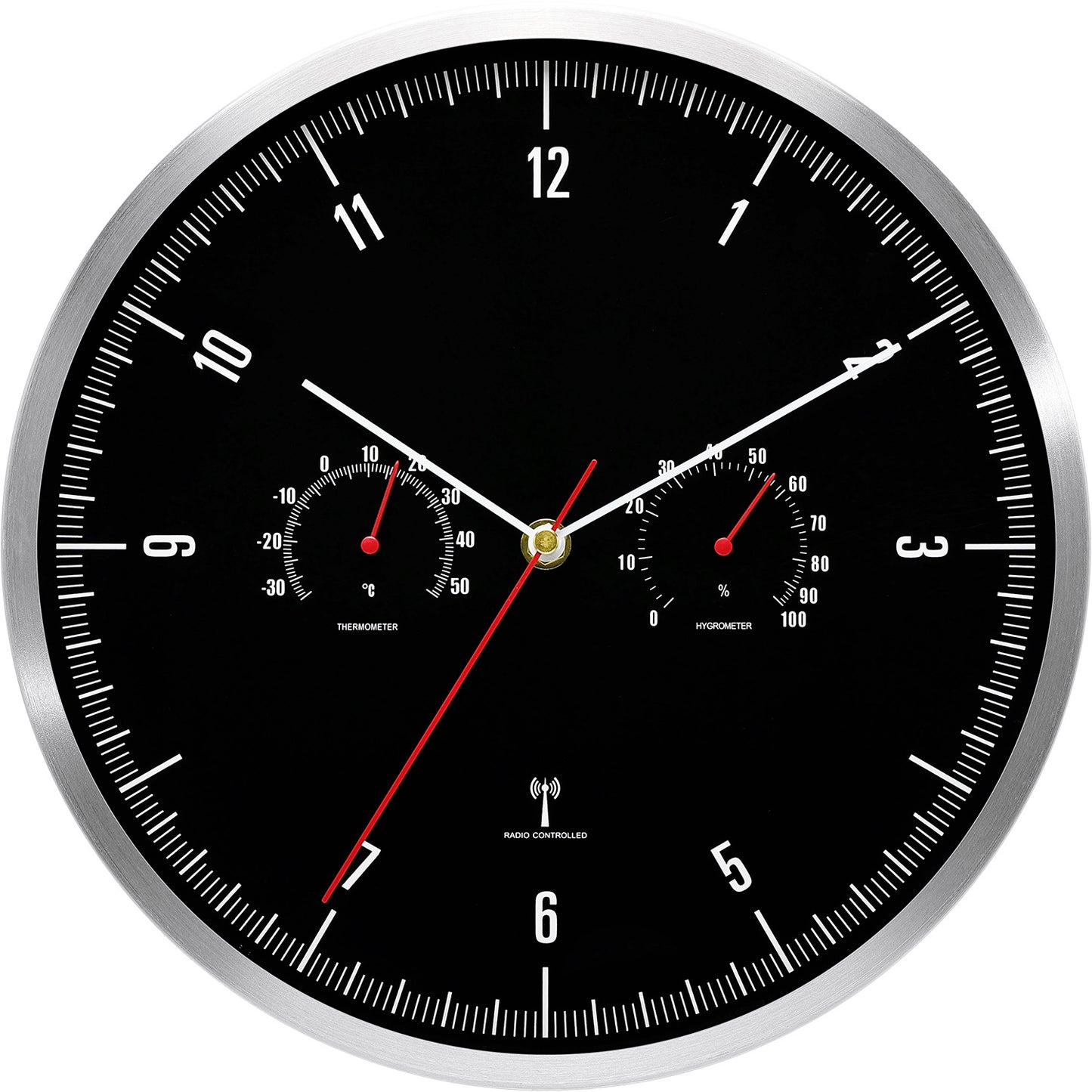 Funk-Wanduhr mit Thermometer und Hygrometer Brehn