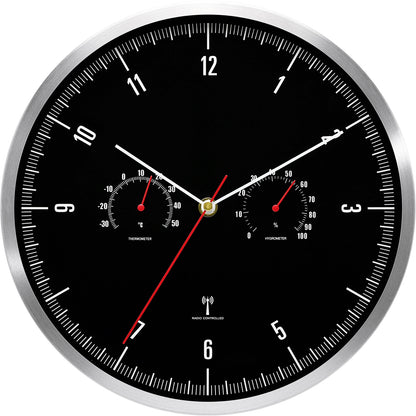 Funk-Wanduhr mit Thermometer und Hygrometer Brehn