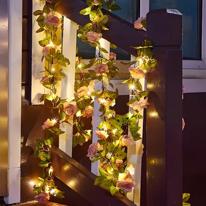 Romantische Rosenranken-LED-Girlande mit Mikrolichtern und wetterfestem flexiblen Stamm Brehn