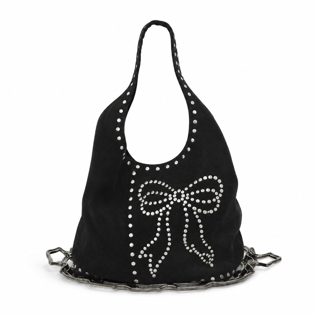 Dekorative Nieten Wildleder Hobo Tasche