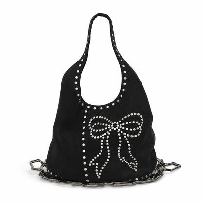 Dekorative Nieten Wildleder Hobo Tasche