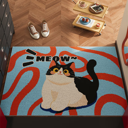 Verspielt Cartoon-Katzen-Motiv Fußmatte