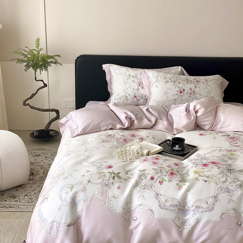 Botanisches Baumwollsatin Bettbezugset mit luxuriösem Satinrand & wendem Design