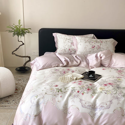 Botanisches Baumwollsatin Bettbezugset mit luxuriösem Satinrand & wendem Design
