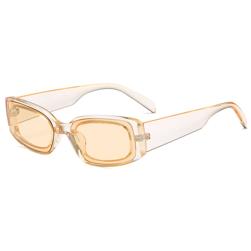 Damen stilvolle Sonnenbrille mit quadratischen Gläsern und transparentem Rahmen Brehn
