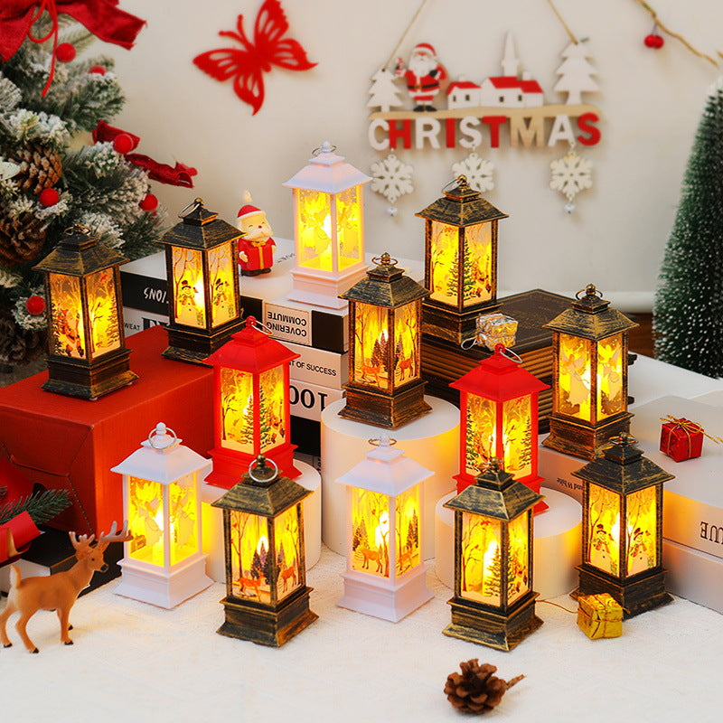 Nostalgische LED Weihnachtslaterne mit beweglichem Santa-Motiv Brehn