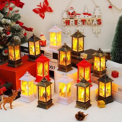 Nostalgische LED Weihnachtslaterne mit beweglichem Santa-Motiv Brehn