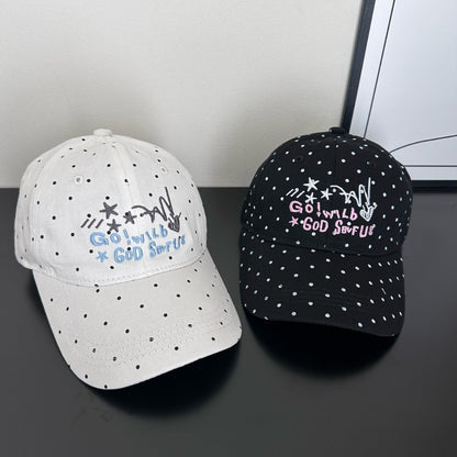 Damen Trendy gepunktete bestickte Baseballmütze Brehn