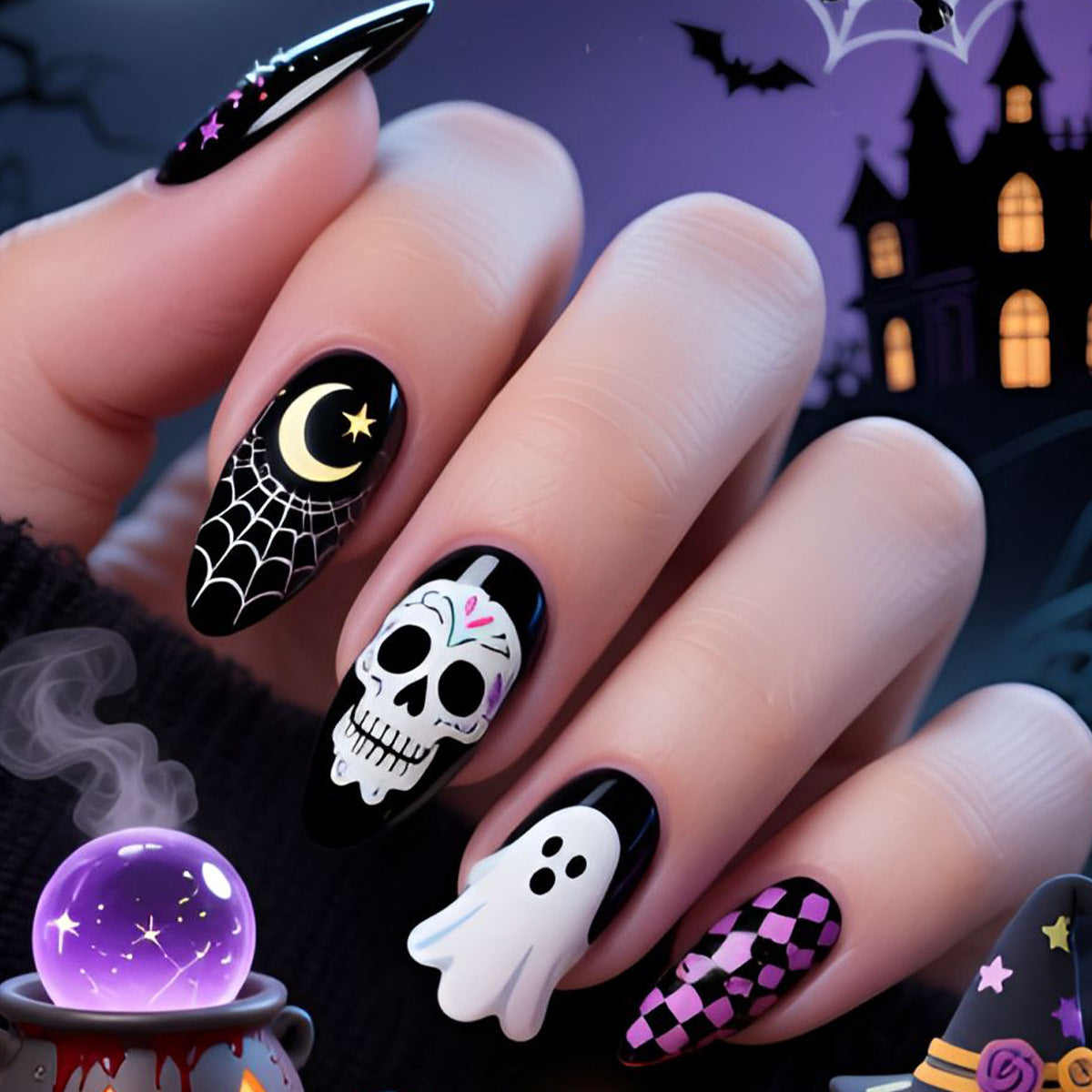 Halloween-Themen-Acryl-Nagelkunst-Set Brehn
