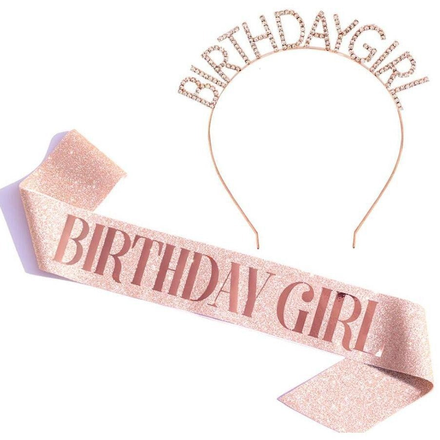 Damen Glitzernde Geburtstagskrone mit festlichem Sash Brehn