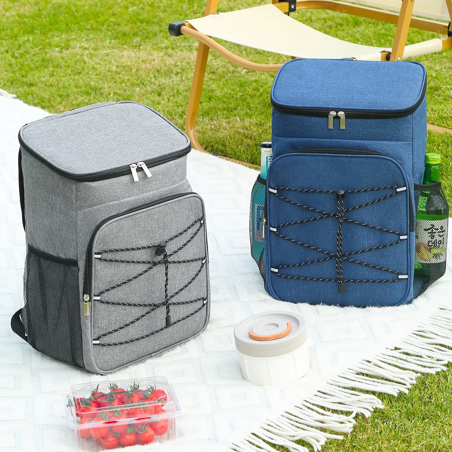 Damen Isolierter Kühlrucksack mit elastischen Außentaschen und ergonomischen Schultergurten Brehn
