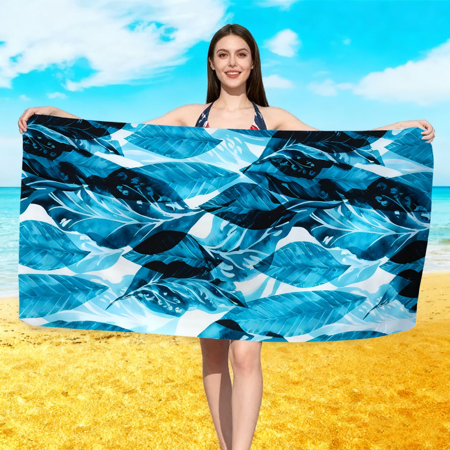 Strandtuch mit floraler Aquarellgestaltung Brehn
