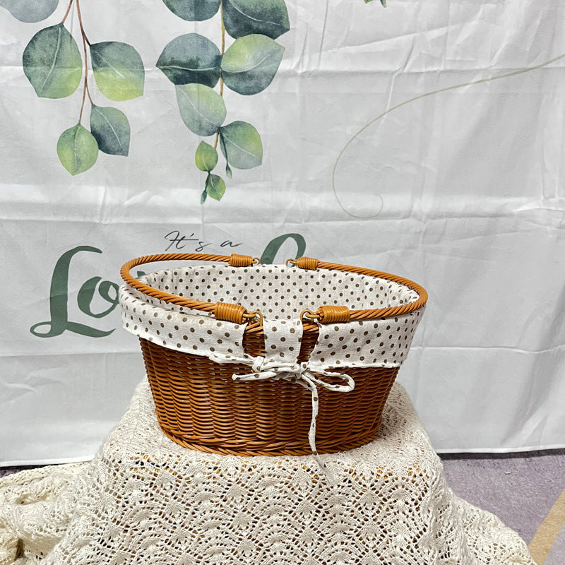 Damen Eleganter geflochtener Korb mit abnehmbarem Stoffeinsatz Brehn