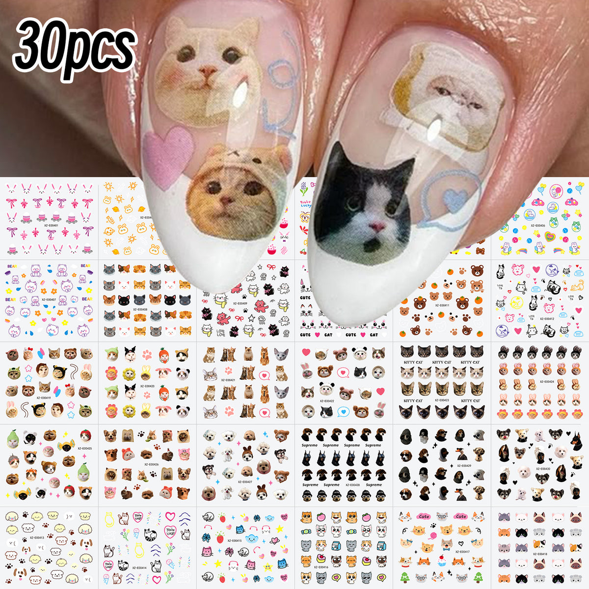 Kat-Themen Nagelkunst Aufkleber