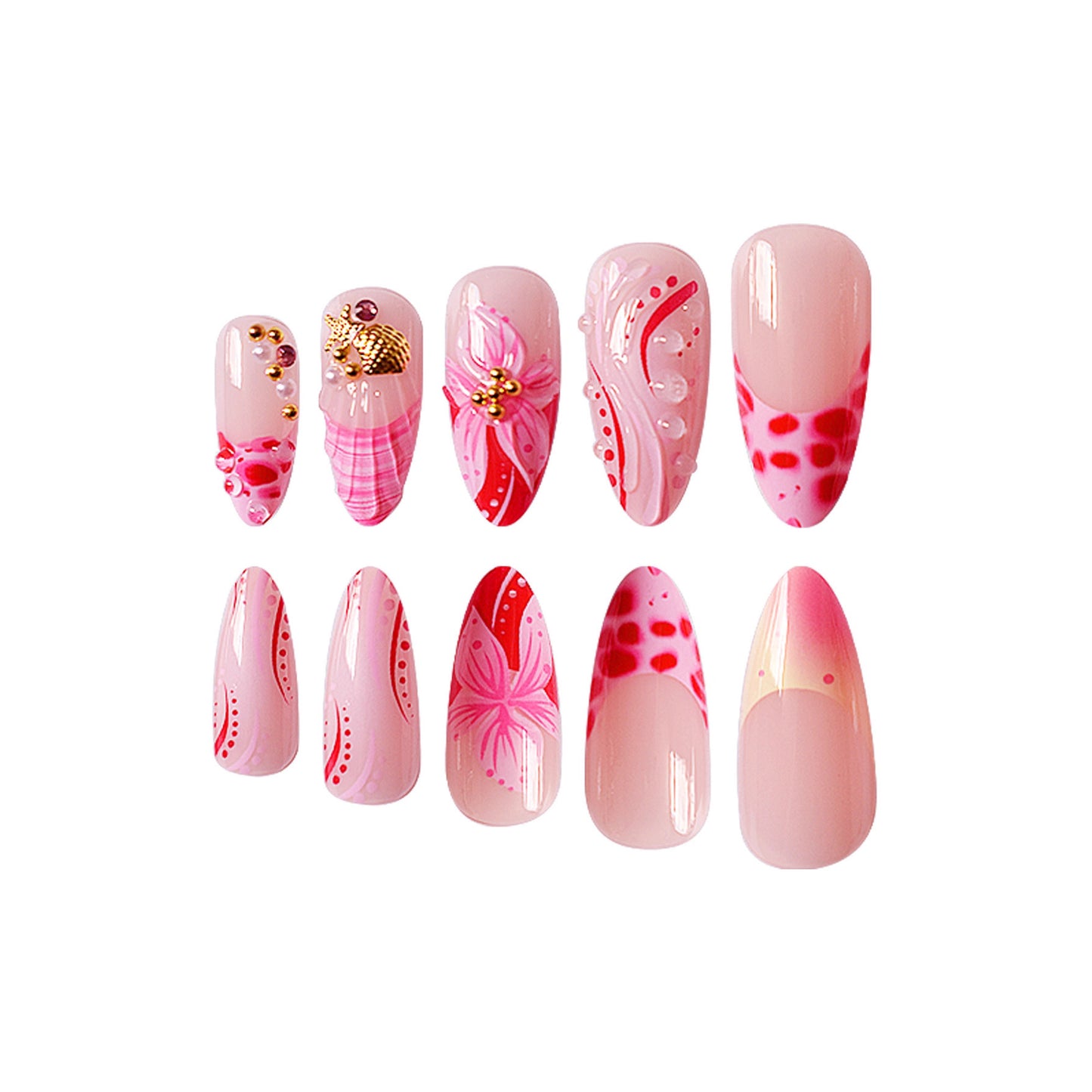 Florales Design Stiletto Press-On Nägel Brehn