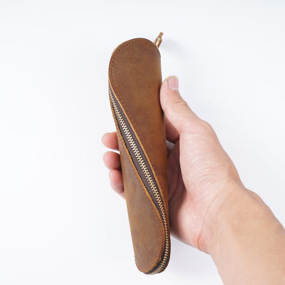 Leder Bleistiftetui mit Reißverschluss