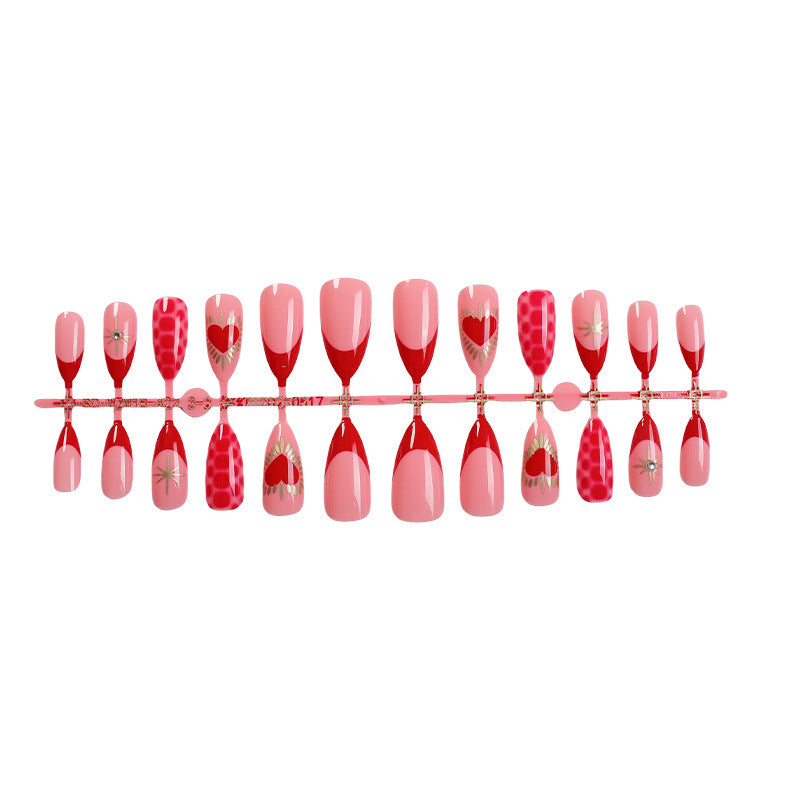 Künstlerisches Herz-inspiriertes Press-On Nagelkunst Set Brehn