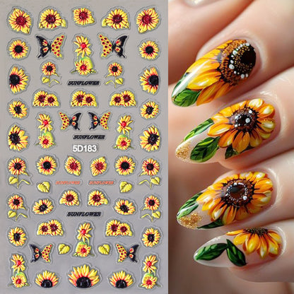 Sonnenblumen-Nagelkunst-Aufkleber-Set