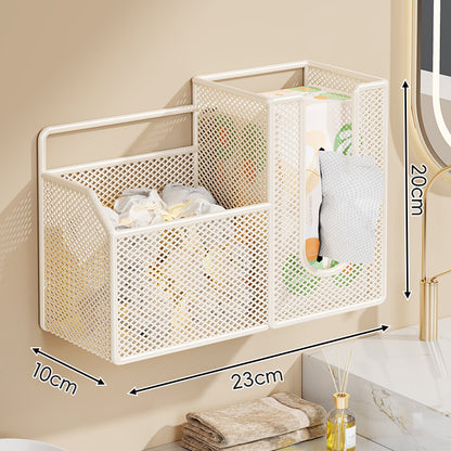 Wandmontierter Mesh-Badezimmer-Organizer Dual-Compartment Tissue- & Zubehörhalter