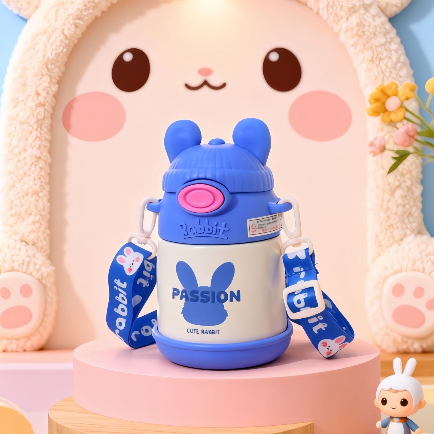 Damen Isolierte Kindertrinkflasche mit praktischem Tragegurt Brehn