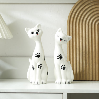Verspieltes Keramikkatzenfiguren-Set Brehn