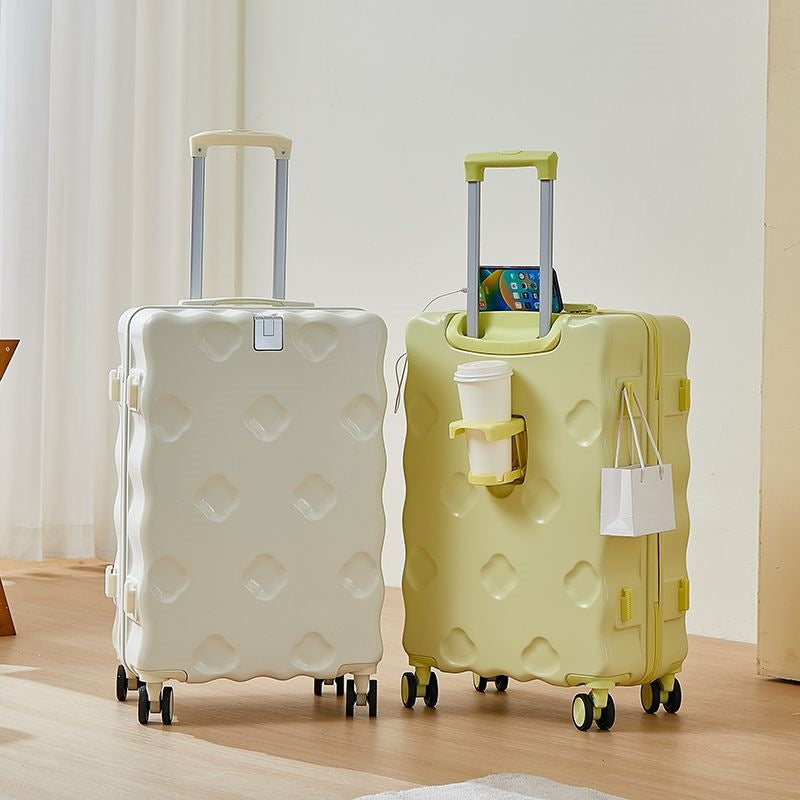 hartschalen-Handgepäckkoffer mit integriertem faltbarem Becherhalter, Telefonhalter, USB-Ladeanschluss und äußeren Taschenhaken Brehn