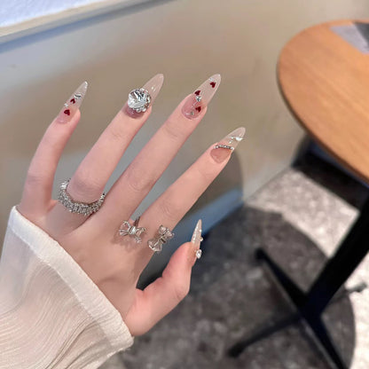 Elegante Lange Press-On Nägel Set mit Künstlerischen Spitzen Brehn
