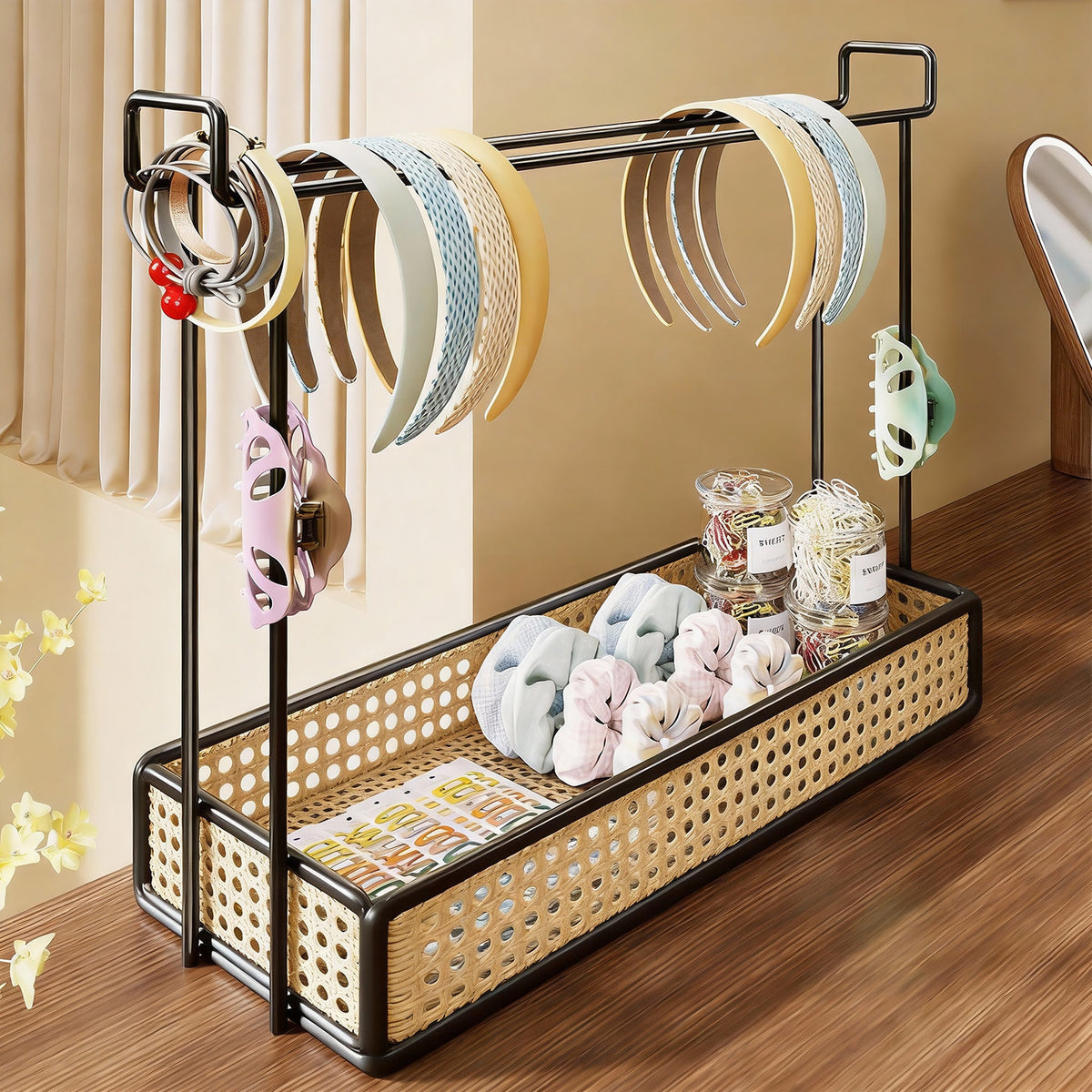 Haarband und Haarschmuck Organizer Ständer mit Mesh-Aufbewahrungsschale