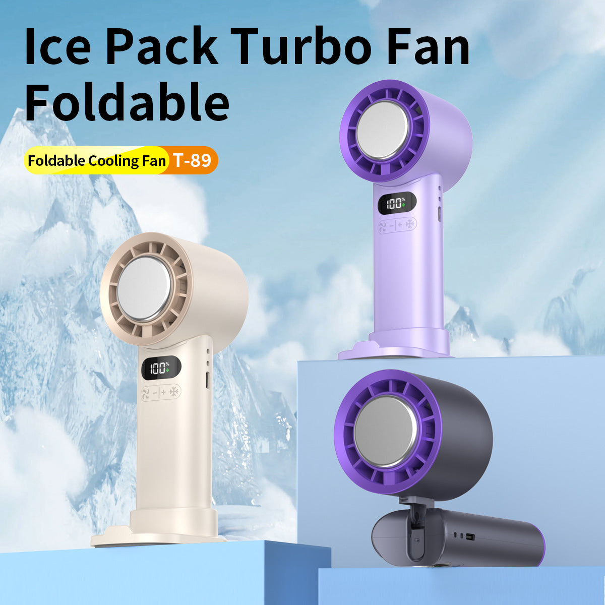 Unisex nan faltbarer tragbarer Handventilator mit digitalem LED-Display und eissensitiver Technologie Brehn