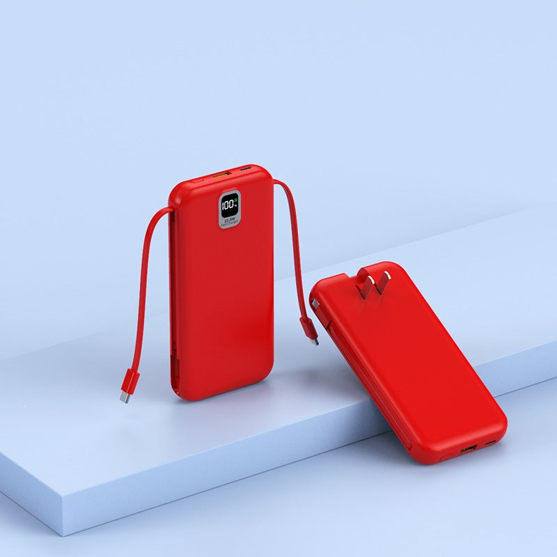 Tragbare Powerbank mit integriertem Ladekabel und LED-Display Brehn