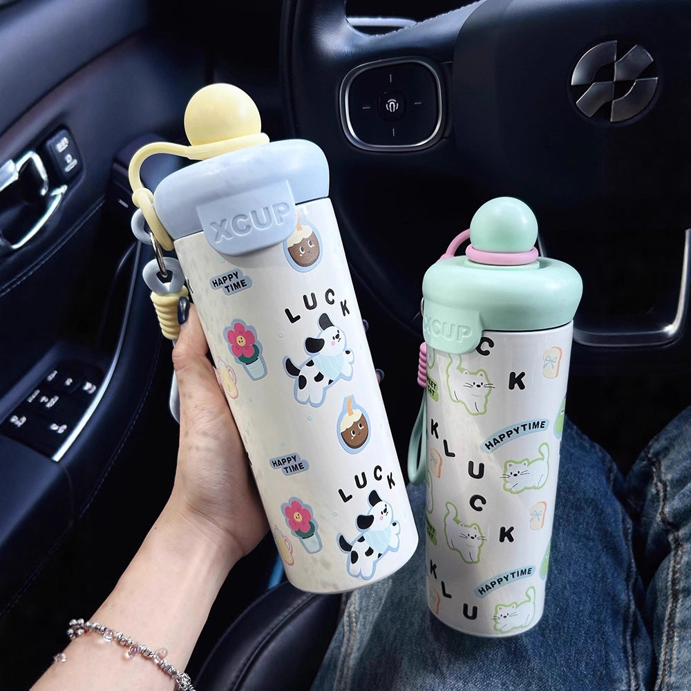 Damen Wasserflasche mit kreativem Design und praktischen Tragegriff Brehn