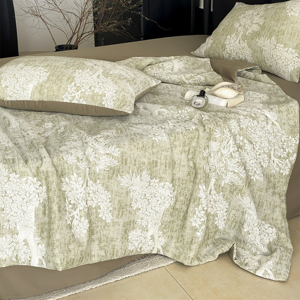 Dezentes Bettwäscheset aus Baumwoll-Perkal mit tonalem Jacquard-Muster