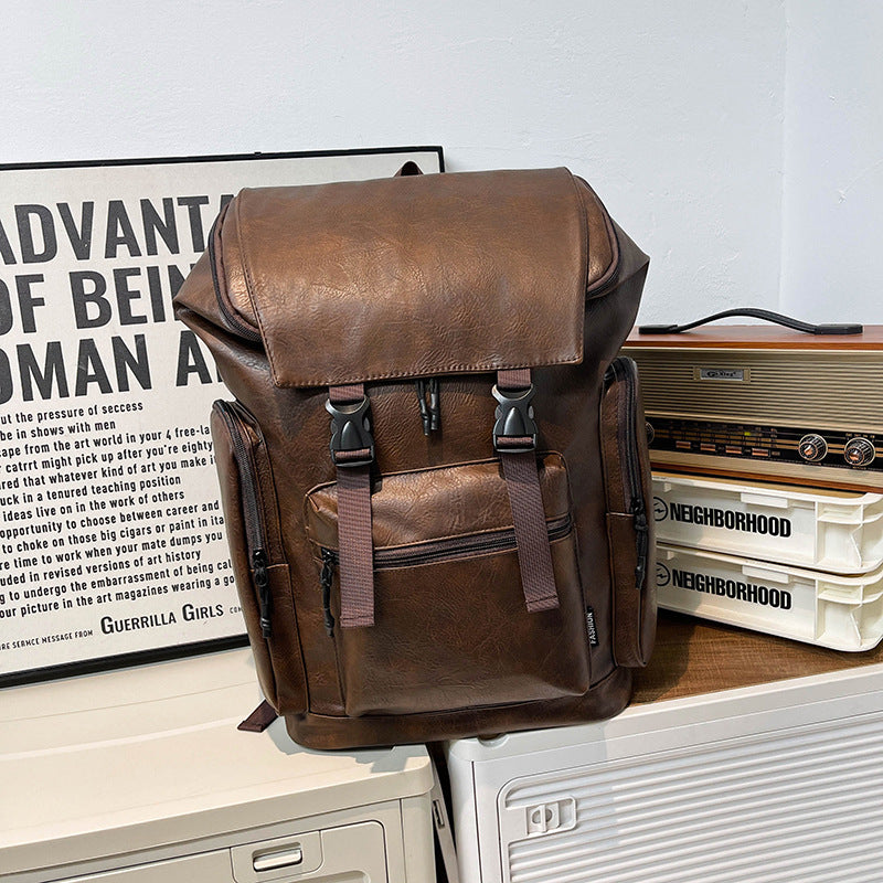 Vintage Stil Leder Rucksack Brehn