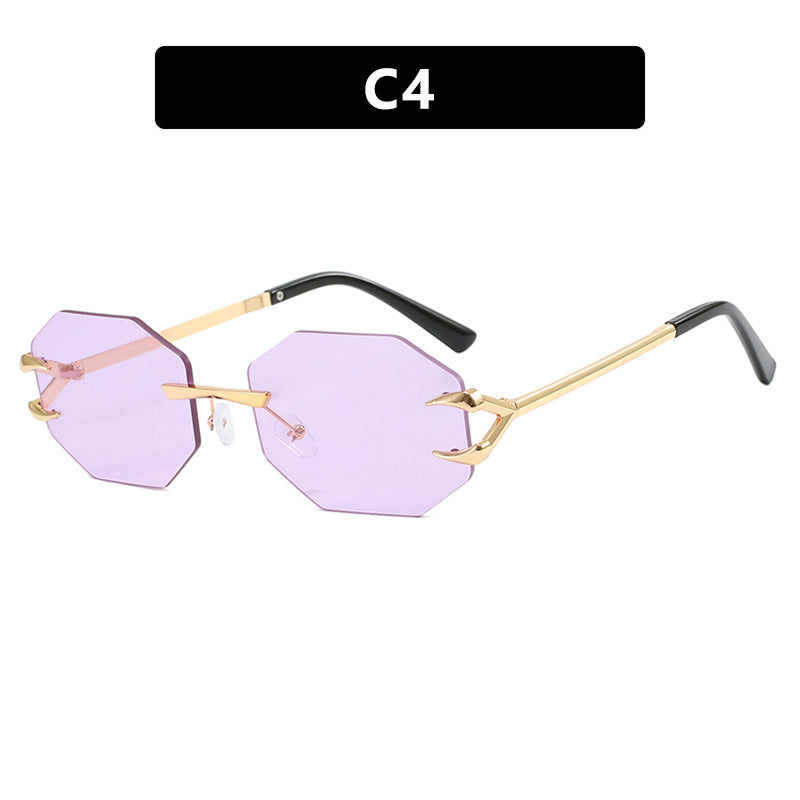 Damen geometrische Sonnenbrille mit modernem Metallrahmen Brehn