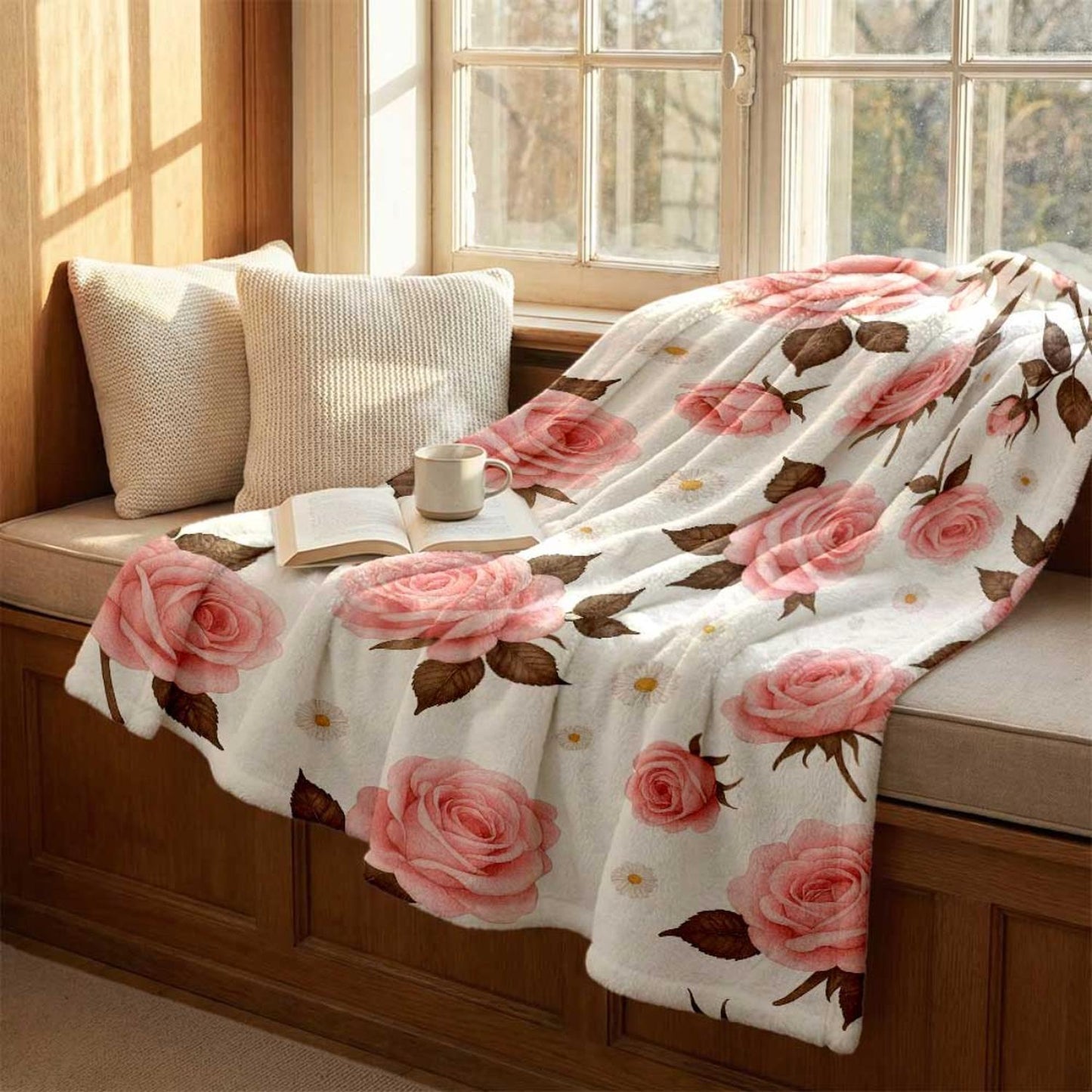 Florales Druck Fleece-Wurfdecke